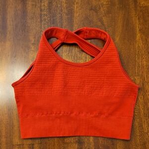 Red Cross-Back Sports Bra